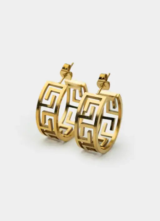 Greca Link Earrings - 18K Gold Plated