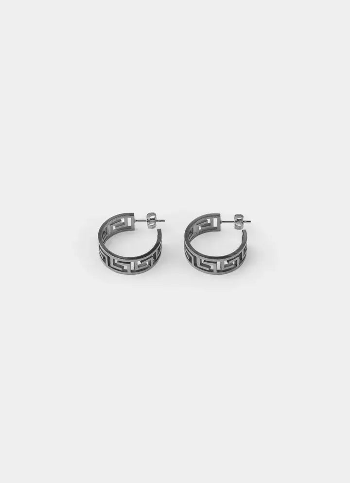 Greca Link Earrings - Stainless Steel