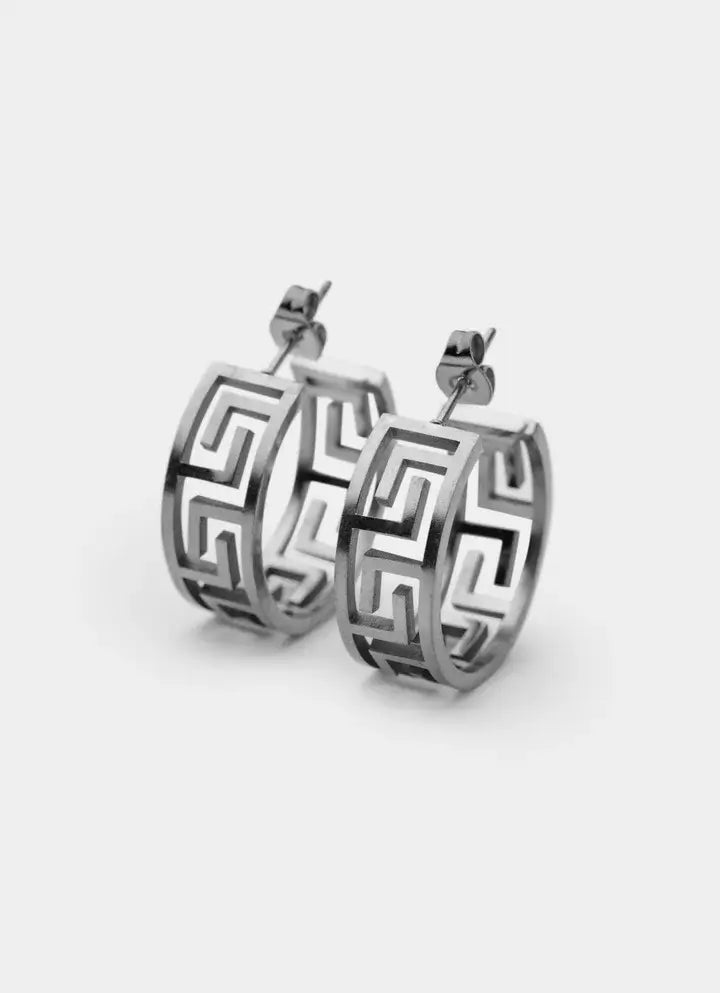 Greca Link Earrings - Stainless Steel
