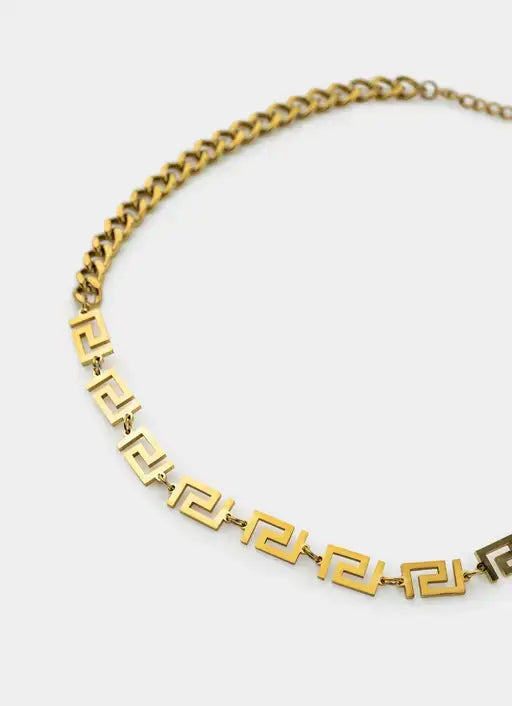 Greca Link Necklace - 18K Gold Plated