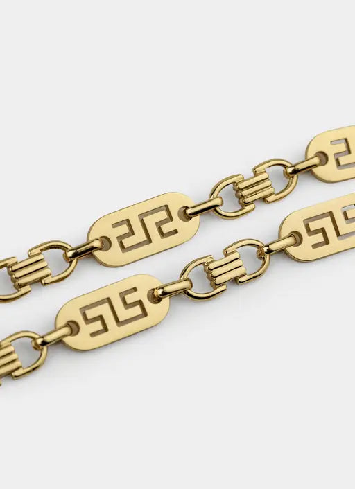 Greca Plate Bracelet 10mm - 18K Gold Plated