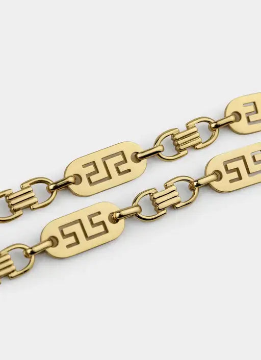 18K gold plated bracelet – Greca Plate Bracelet 10mm – Vendetta Jewellery