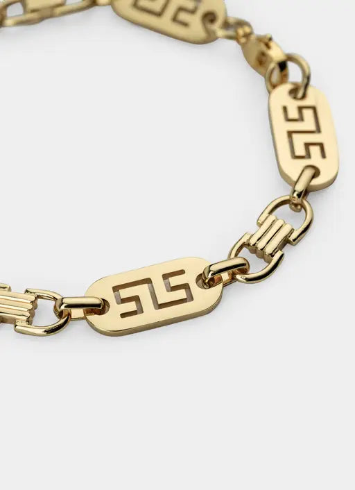 Greca Plate Bracelet 10mm - 18K Gold Plated