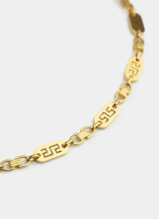 18K gold plated necklace – Greca Plate Necklace 10mm - 18K Gold Plated – Vendetta Jewellery