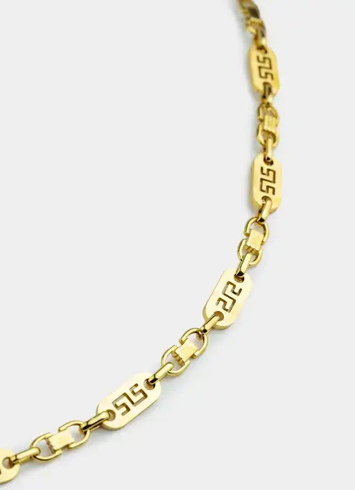 18K gold plated necklace – Greca Plate Necklace 8mm – Vendetta Jewellery
