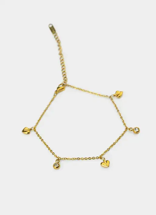 18K gold plated bracelet – mini hearts and studs – Vendetta Jewellery