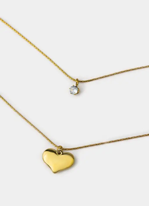 Heart Stacker Necklace - 18K Gold Plated