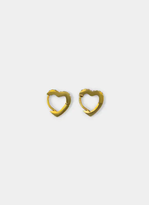 Icy Heart Earrings - 18K Gold Plated