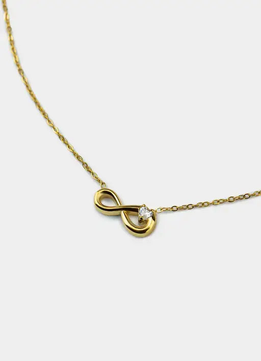 18K gold plated necklace – infinity symbol with stone – Vendetta Jewellery