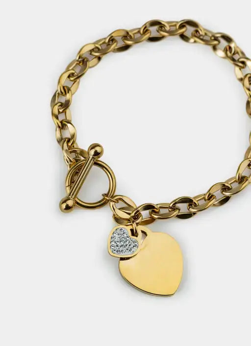 18K gold plated bracelet – heart charm design – Vendetta Jewellery