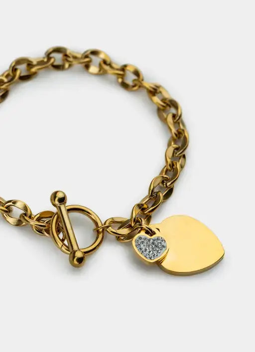 18K gold plated bracelet – Multi Charm Heart Bracelet- 18K Gold Plated – Vendetta Jewellery
