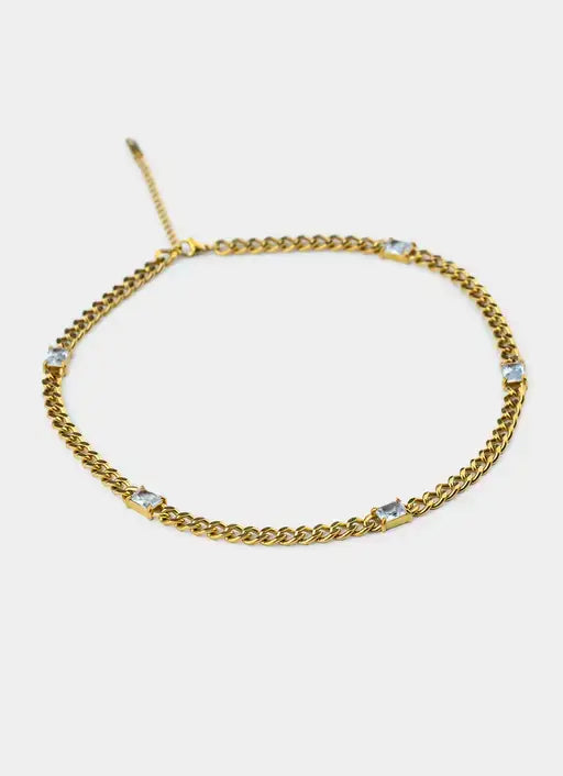 18K gold plated necklace – Single Stone Cuban Necklace - 18K Gold Plated – Vendetta Jewellery