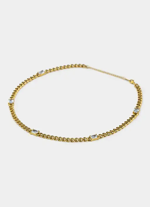 18K gold plated necklace – Single Stone Cuban Necklace - 18K Gold Plated – Vendetta Jewellery