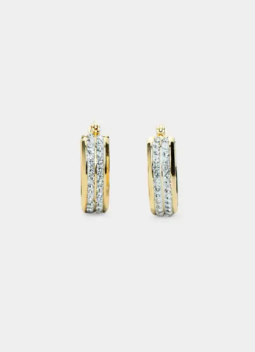 18K gold plated earrings – wide icy hoop design – Vendetta Jewellery