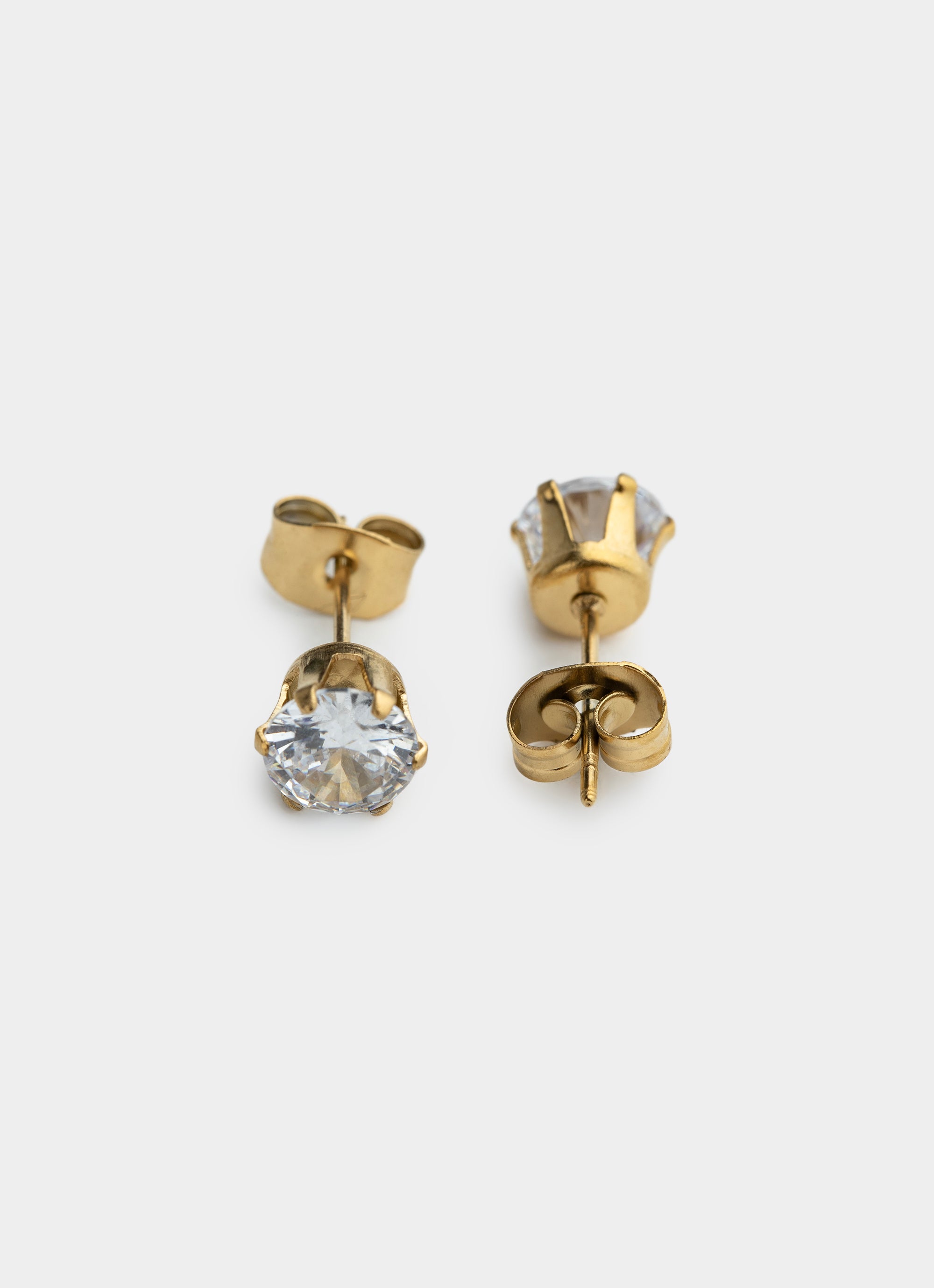 Solitaire Stud Earrings - 18K Gold Plated