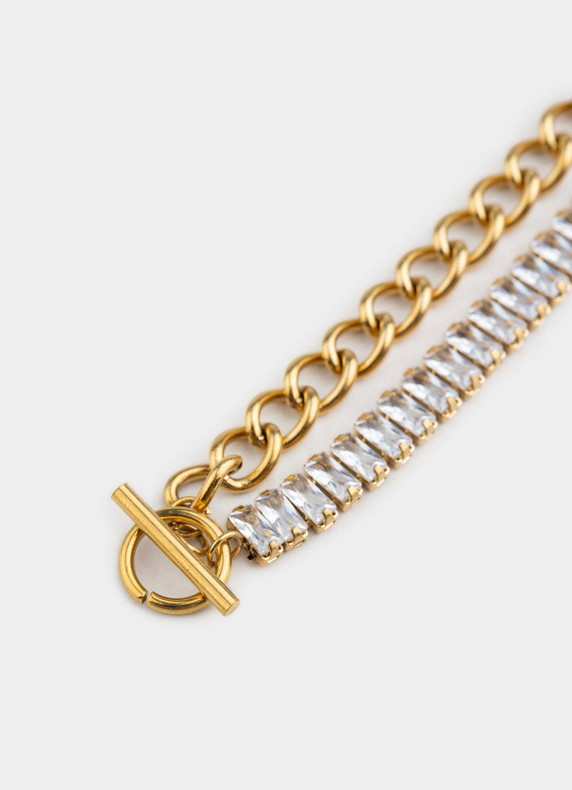 Bar and Clasp Double Bracelet - 18K Gold Plated