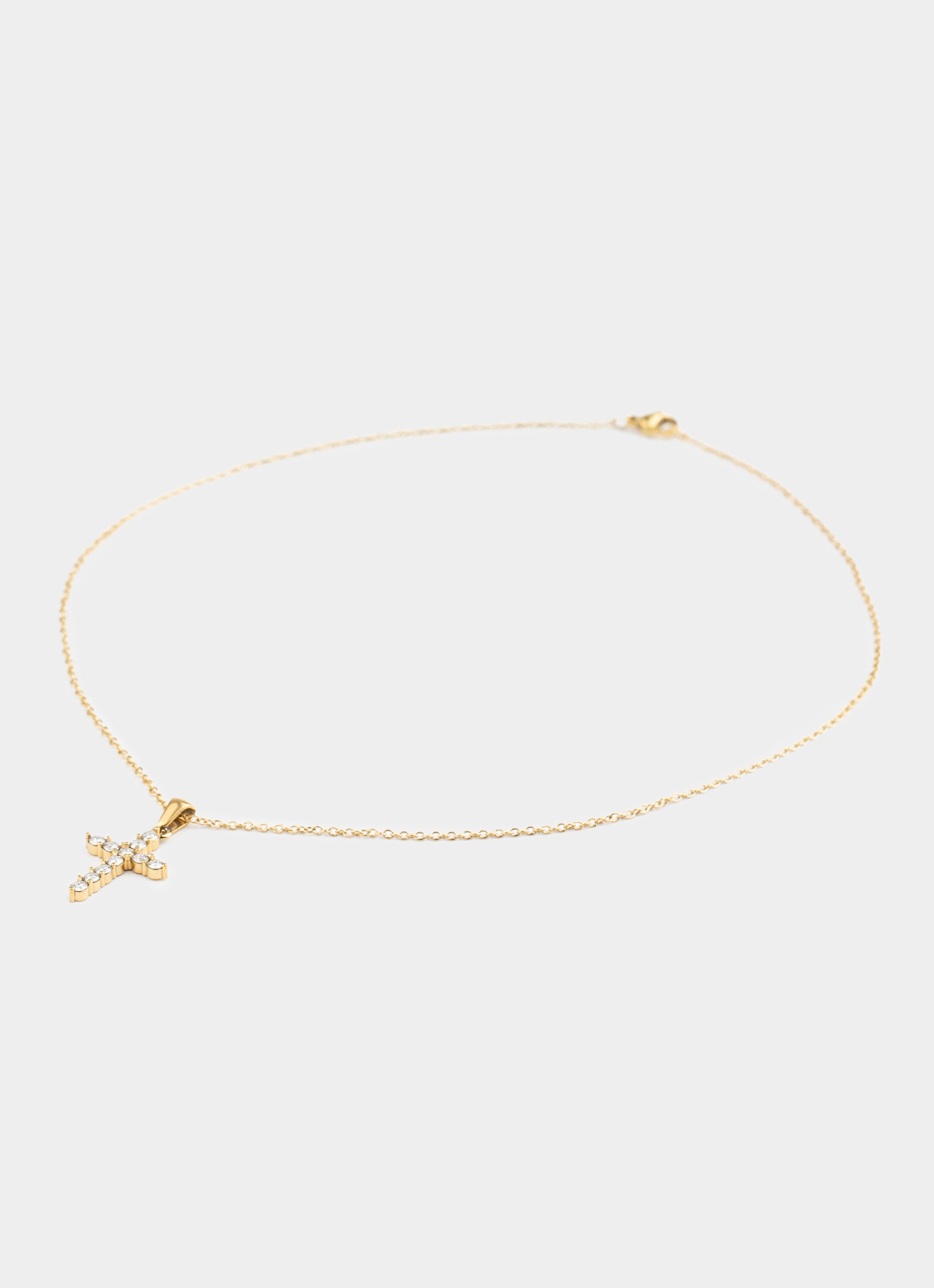 Icey Cross Necklace - 18K Gold Plated