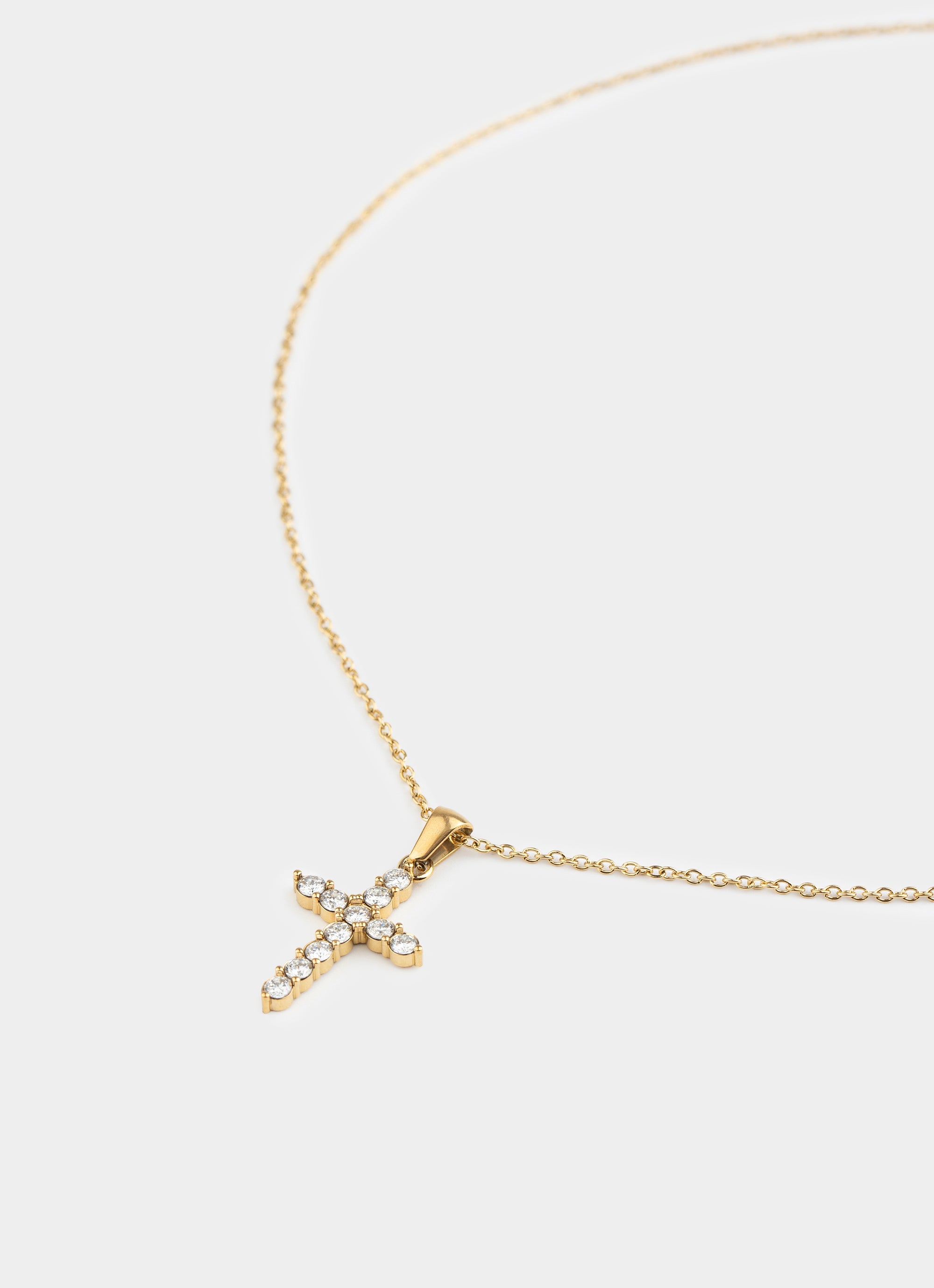 Icey Cross Necklace - 18K Gold Plated