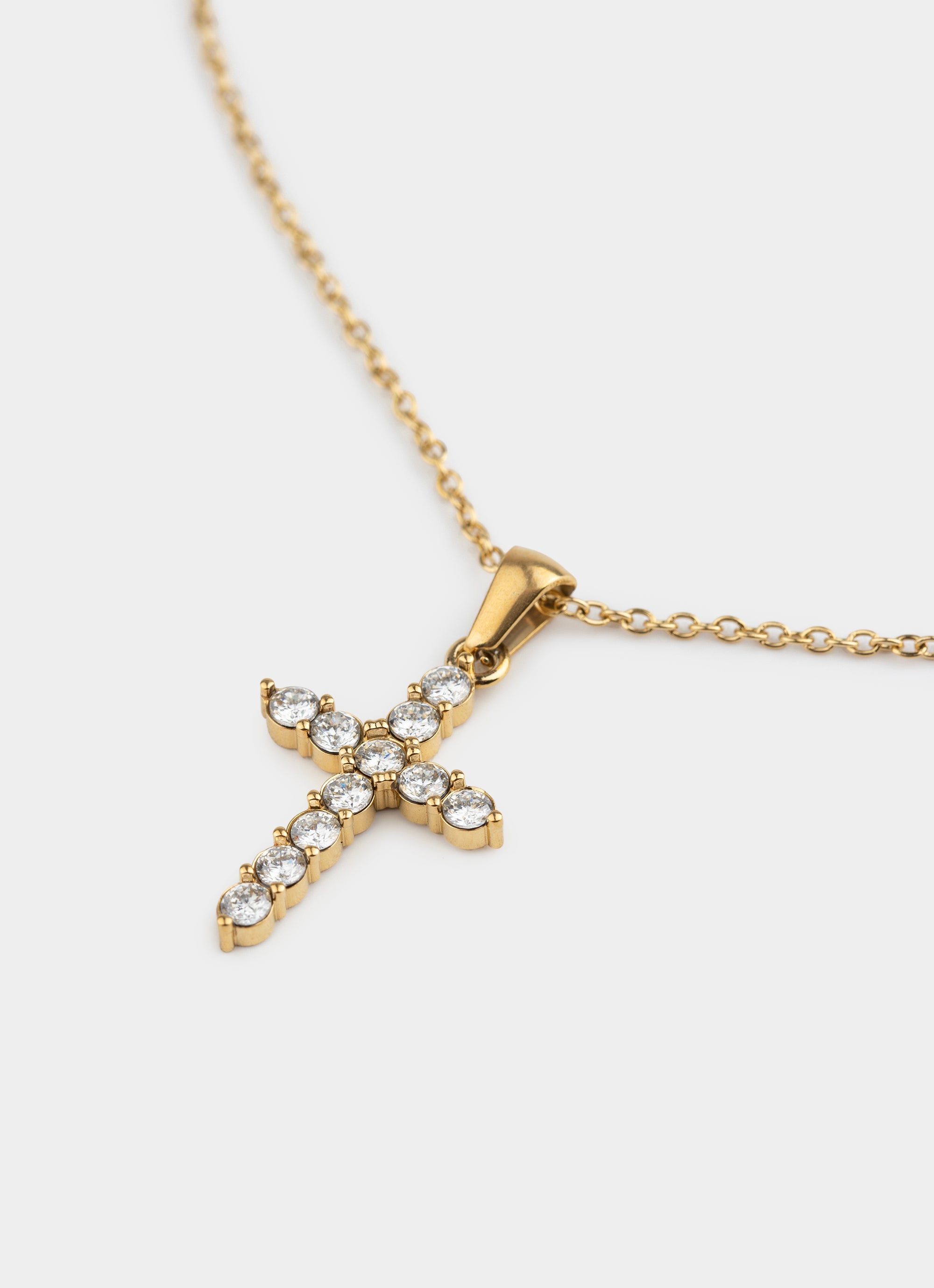 Icey Cross Necklace - 18K Gold Plated