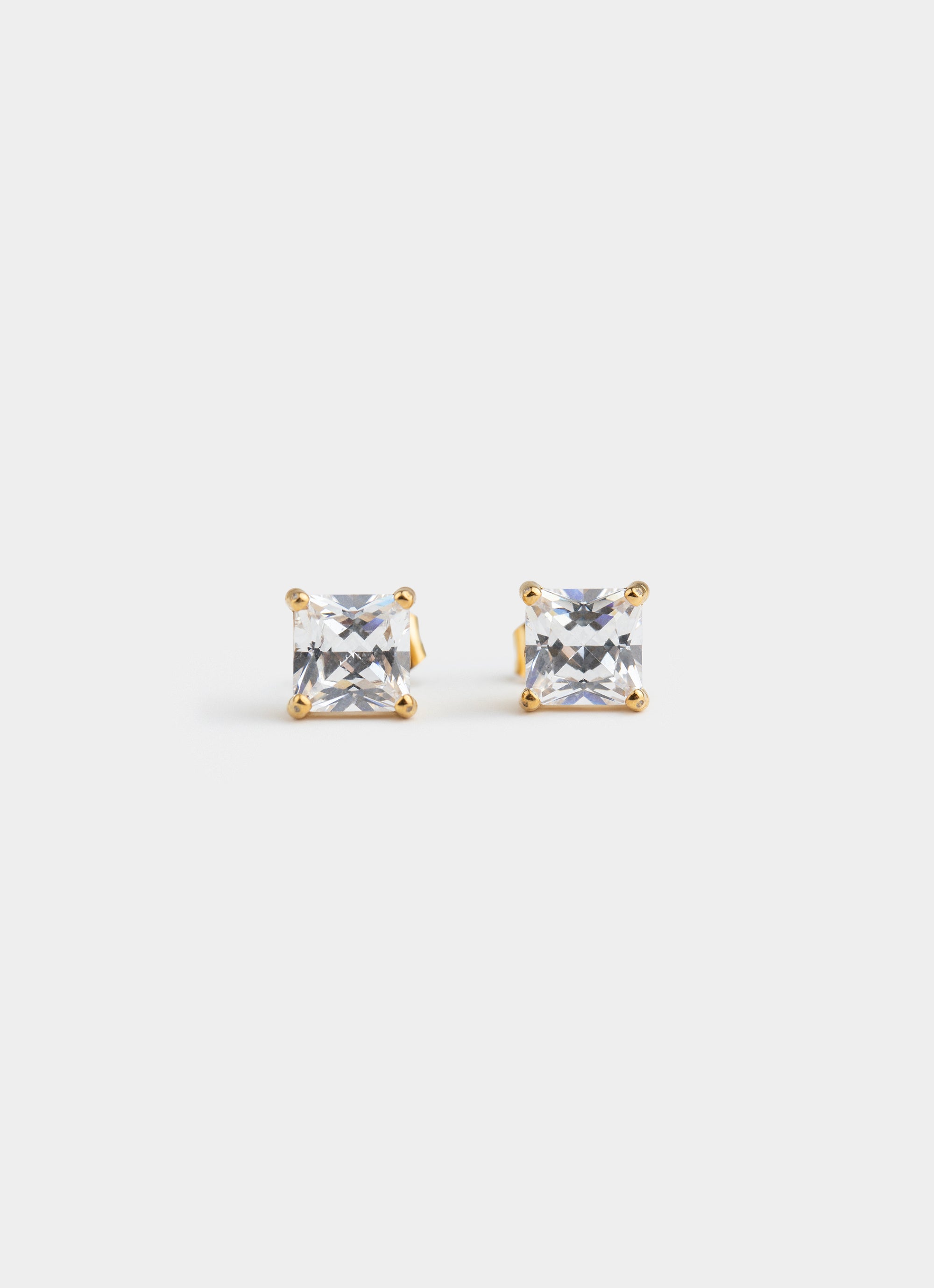 Square Solitaire Studs - 18K Gold Plated