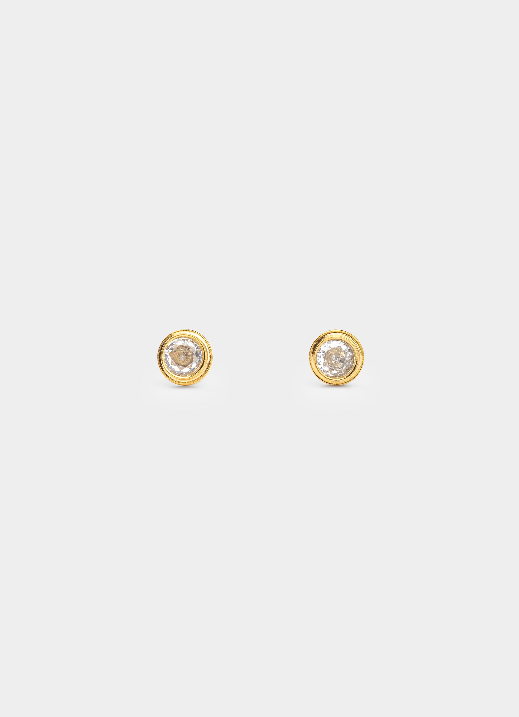 Mounted Stud Earrings - 18K Gold Plated