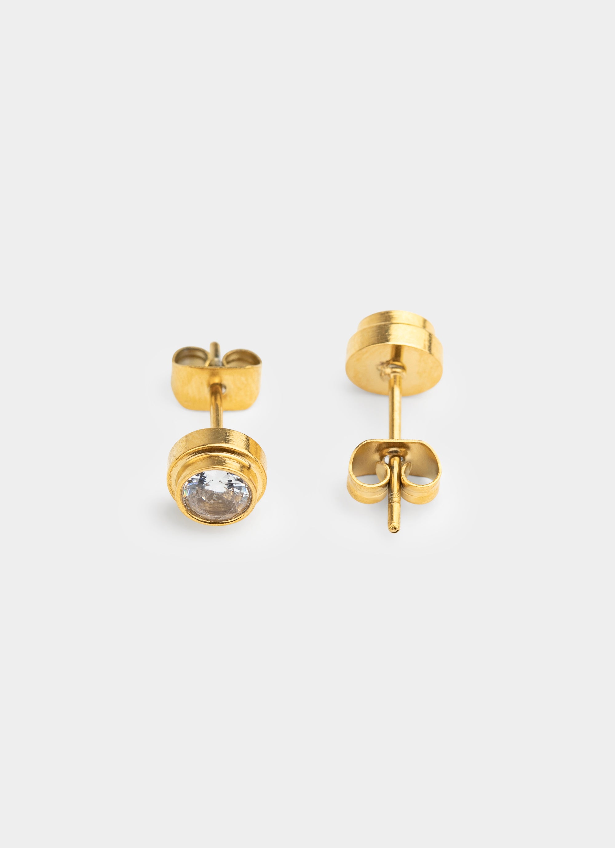 Mounted Stud Earrings - 18K Gold Plated