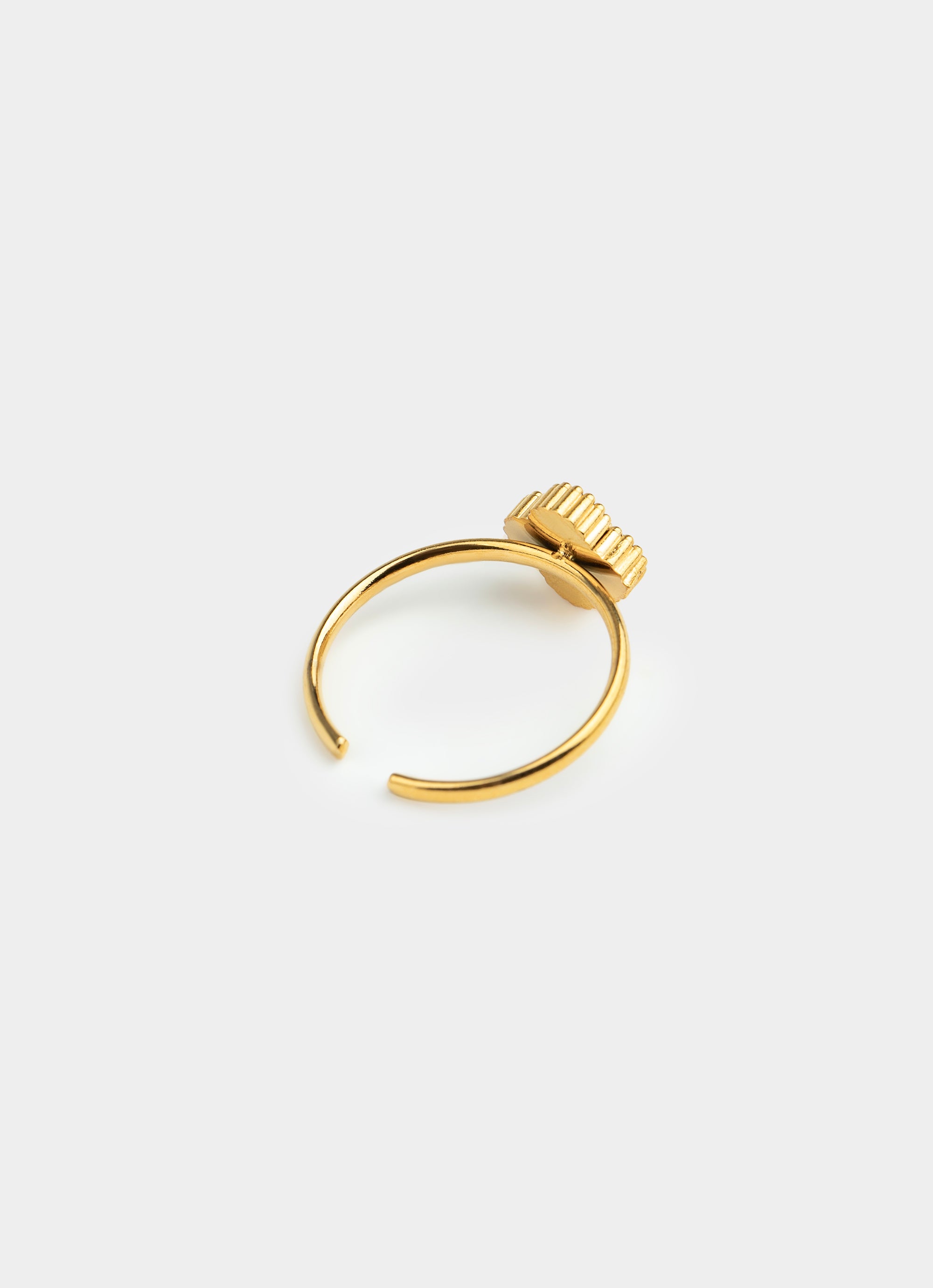 Four Leaf Clover Black Adjustable Ring - 18K Gold Plated