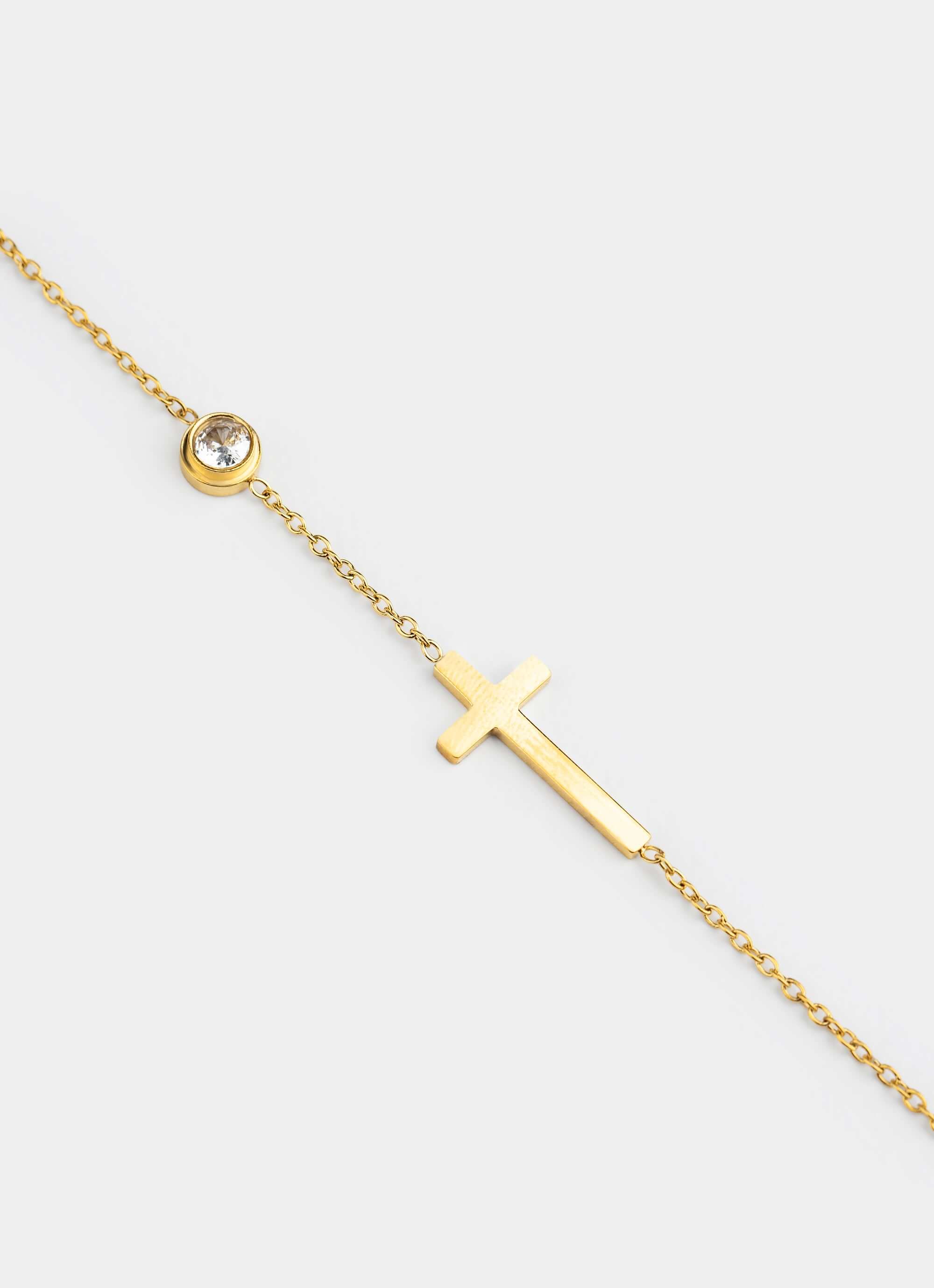 Golden Cross Stud Bracelet - 18K Gold Plated