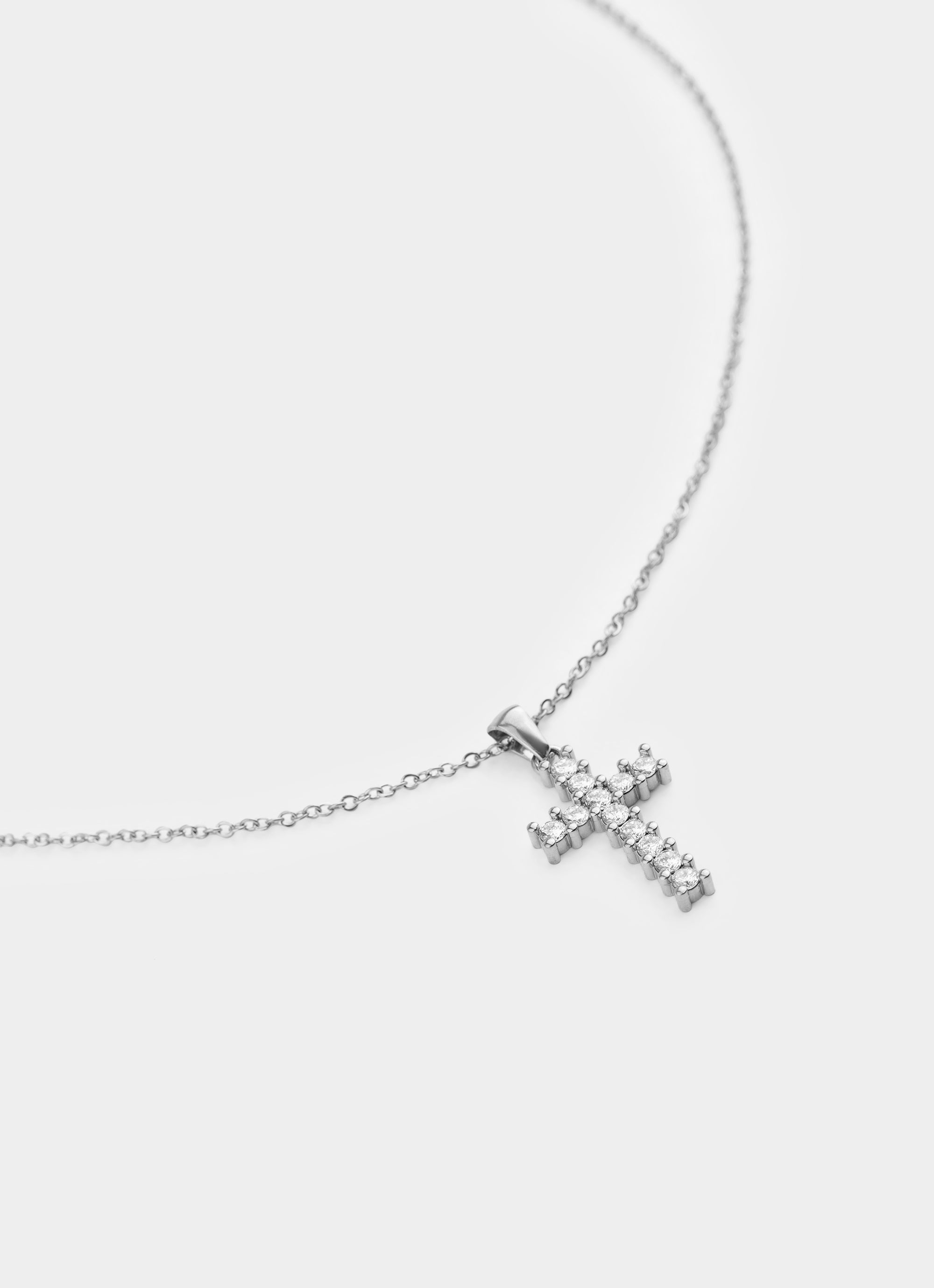 Squared Icey Cross Necklace - Stainless Steel