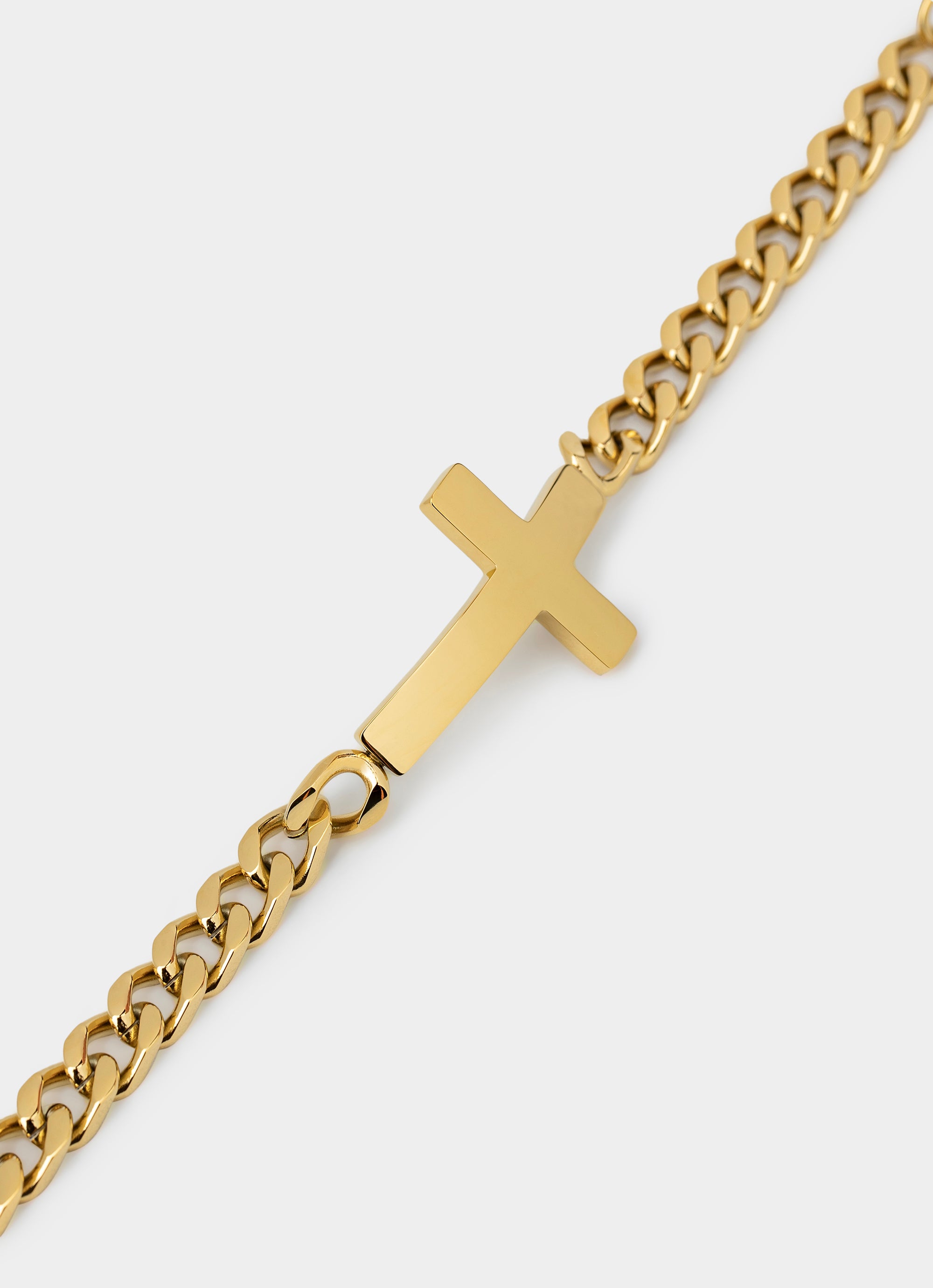 Vendetta Cuban Cross Bracelet S/M - 18k Gold Plated