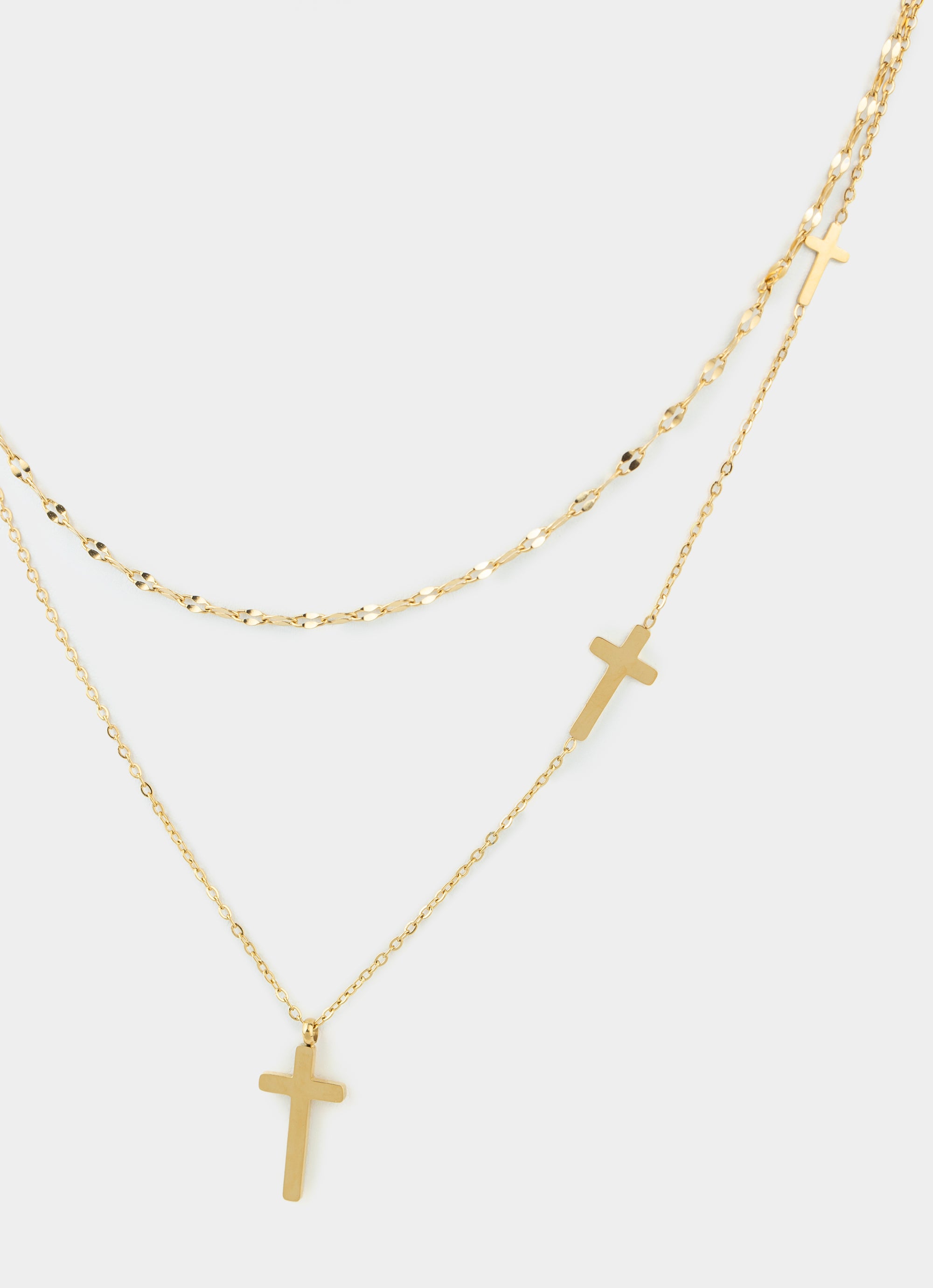 Mini Cross Stacker Necklace - Stainless Steel