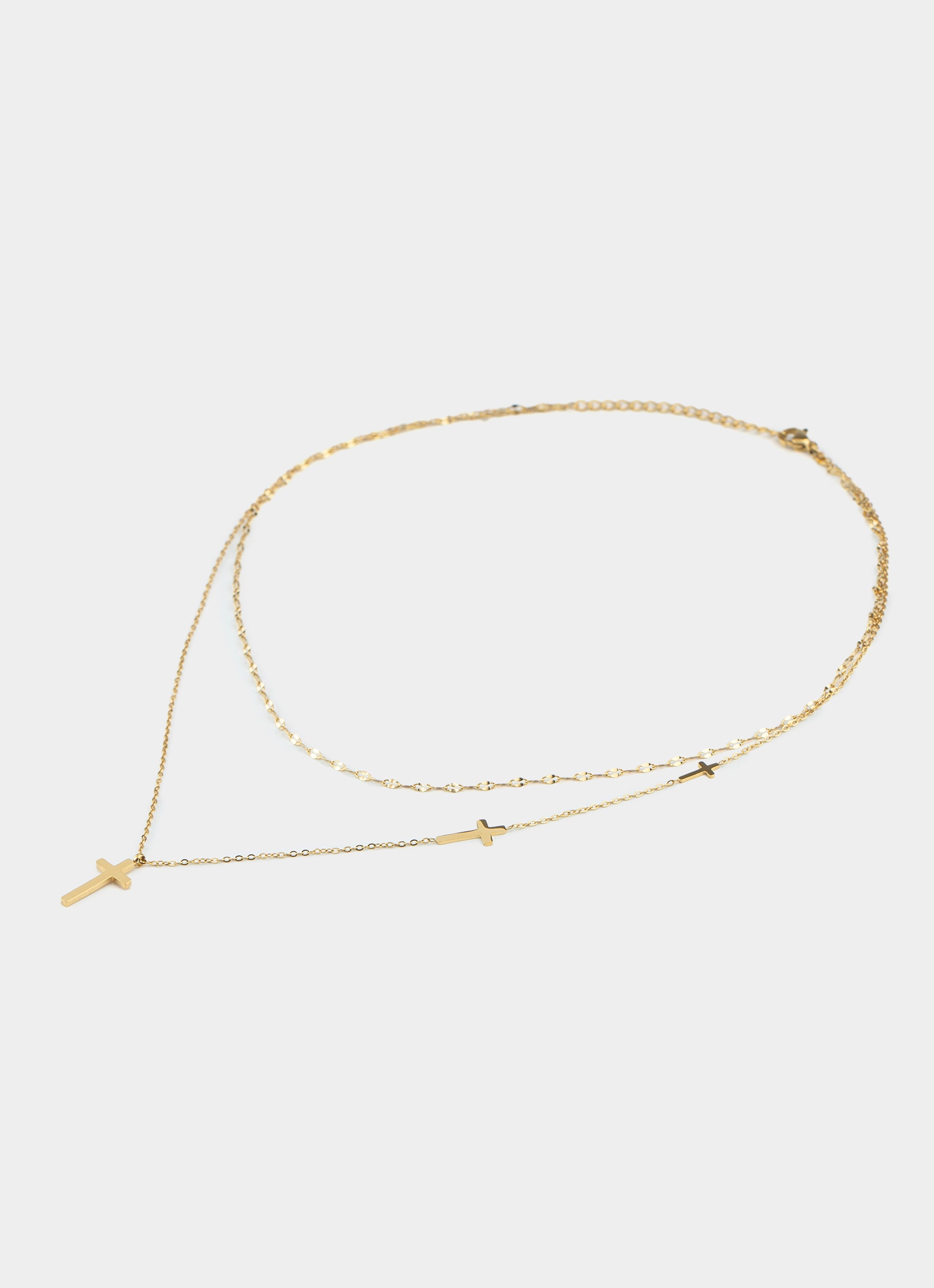 Mini Cross Stacker Necklace - Stainless Steel