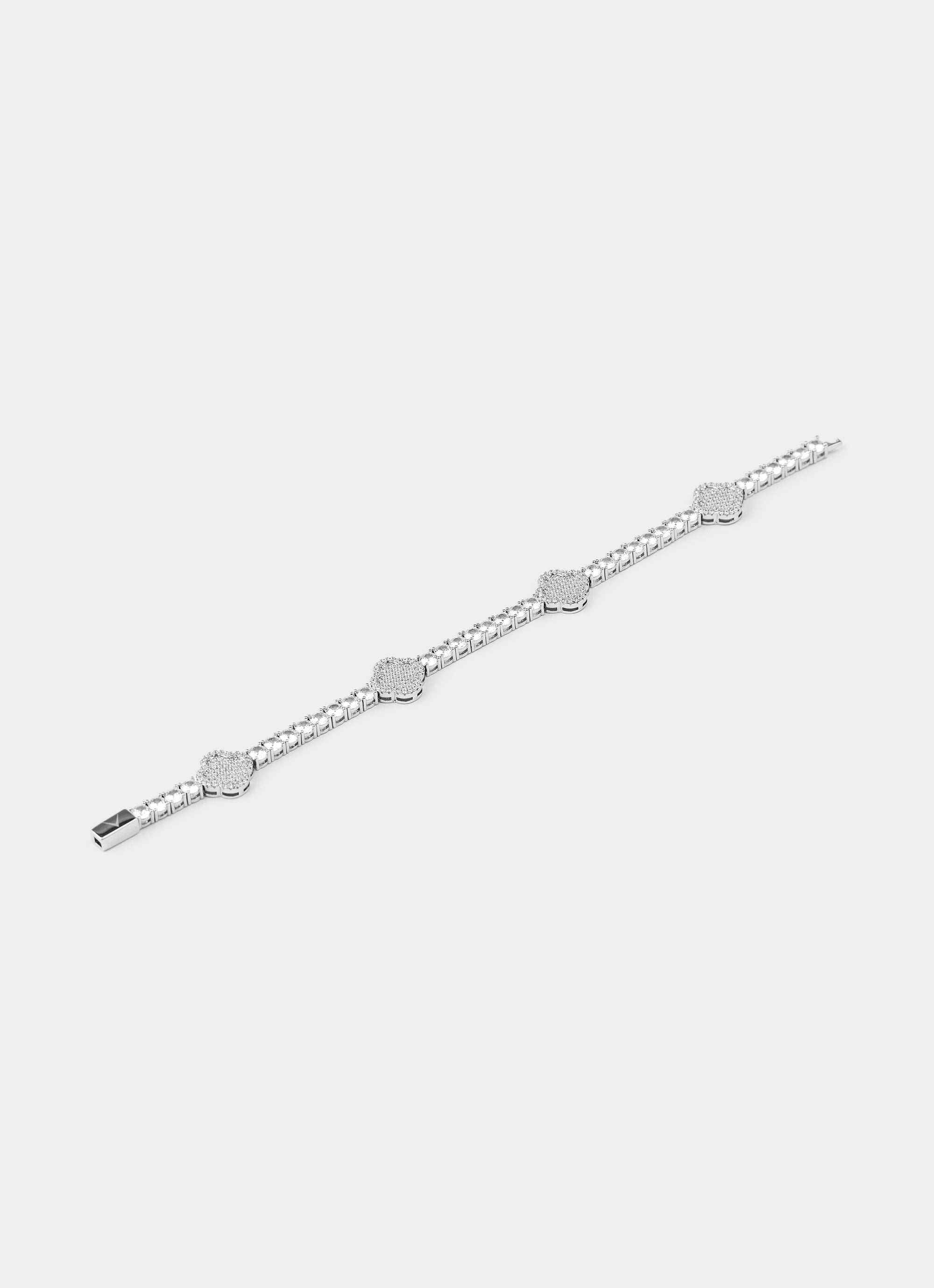 Four Leaf Tennis Bracelet - Palladium Plated