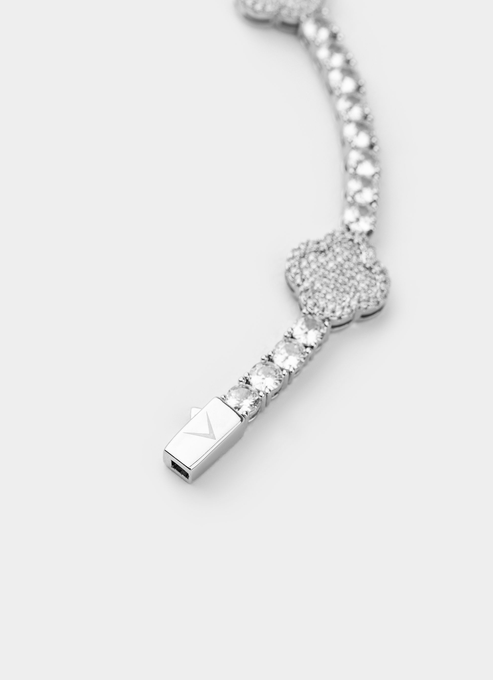 Four Leaf Tennis Bracelet - Palladium Plated