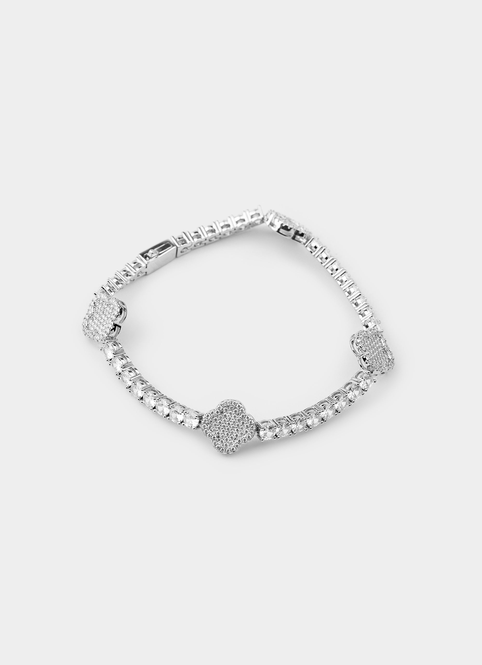 Four Leaf Tennis Bracelet - Palladium Plated