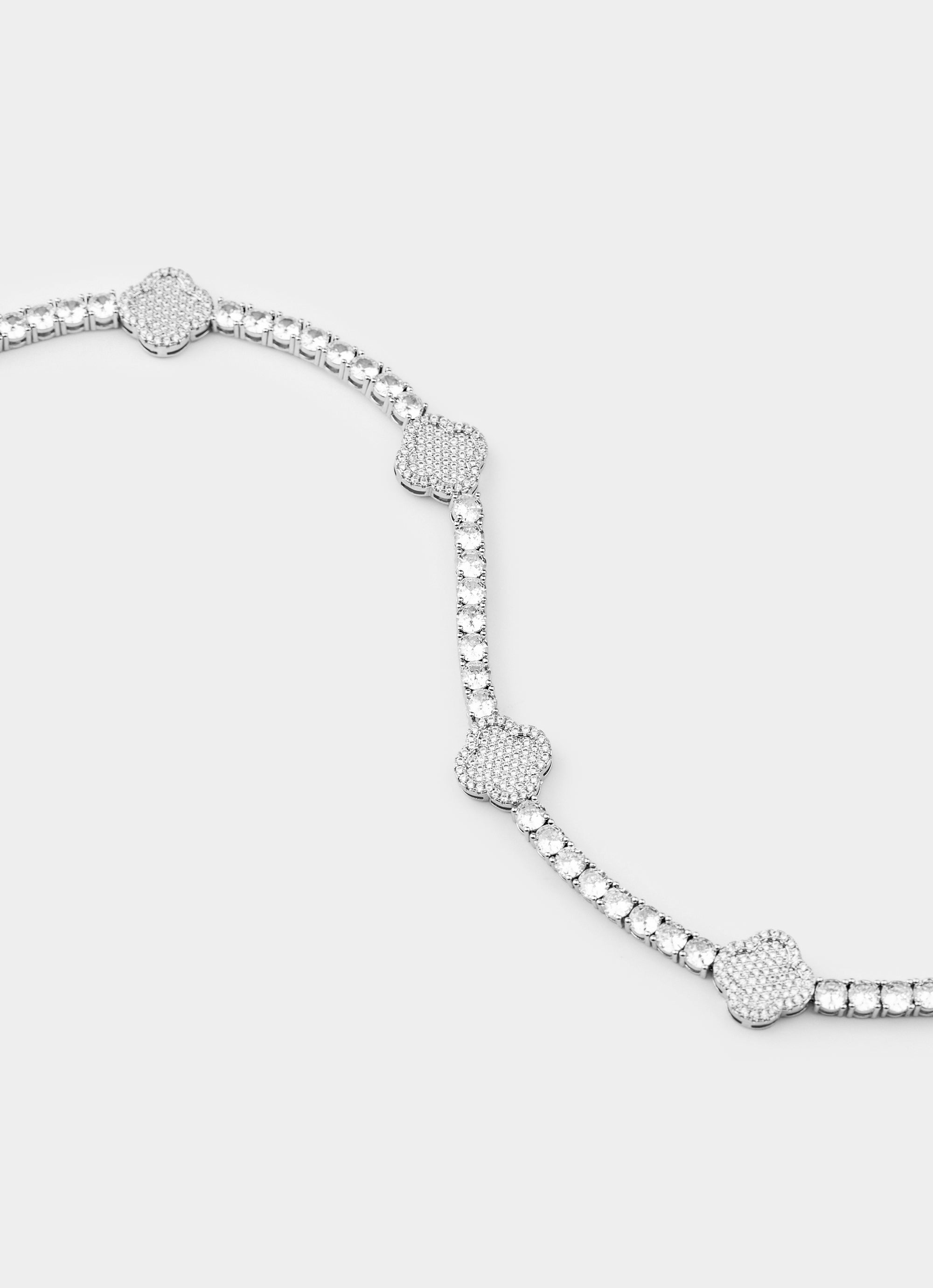 Four Leaf Tennis Bracelet - Palladium Plated