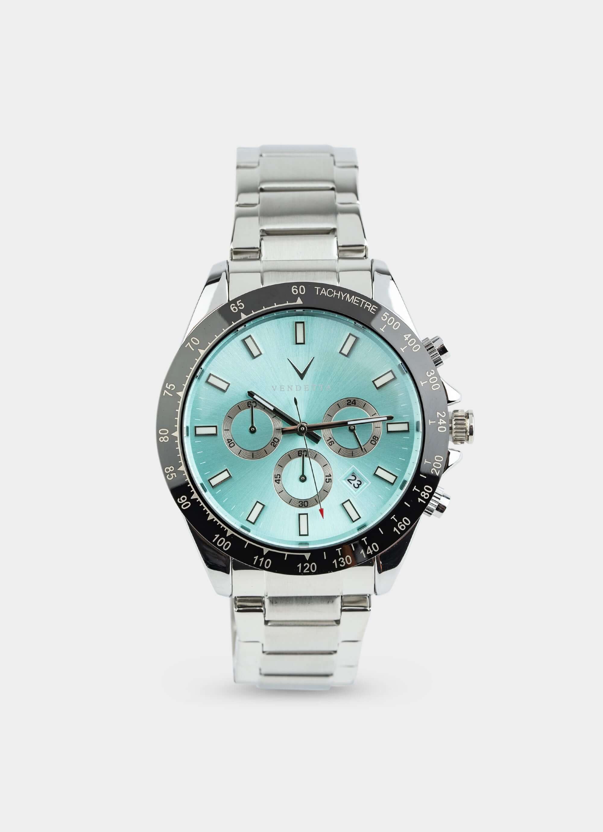 Stainless steel watch – Silver/Azure Blue – Vendetta Jewellery
