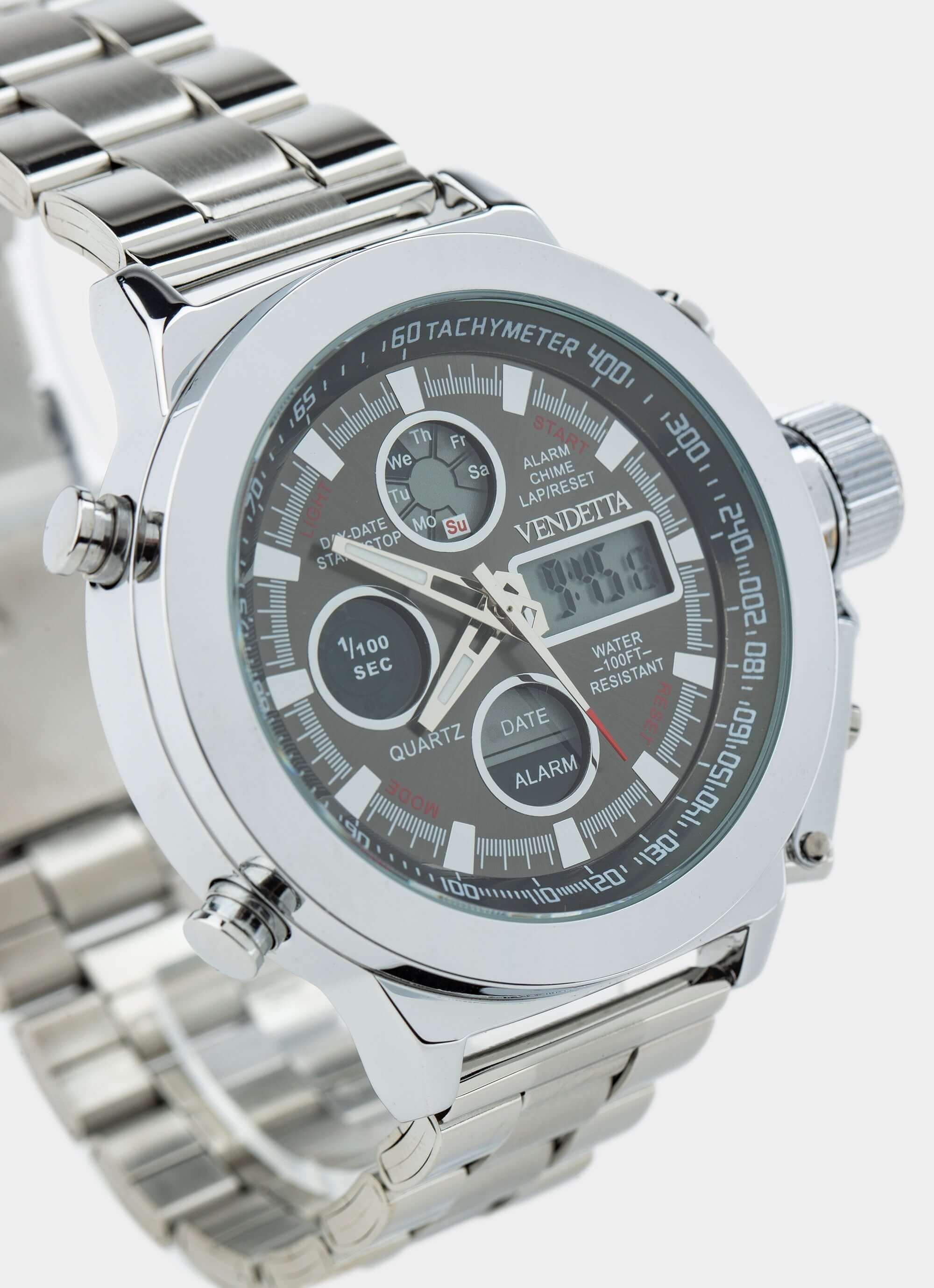 Stainless steel watch – Silver/Black – Vendetta Jewellery