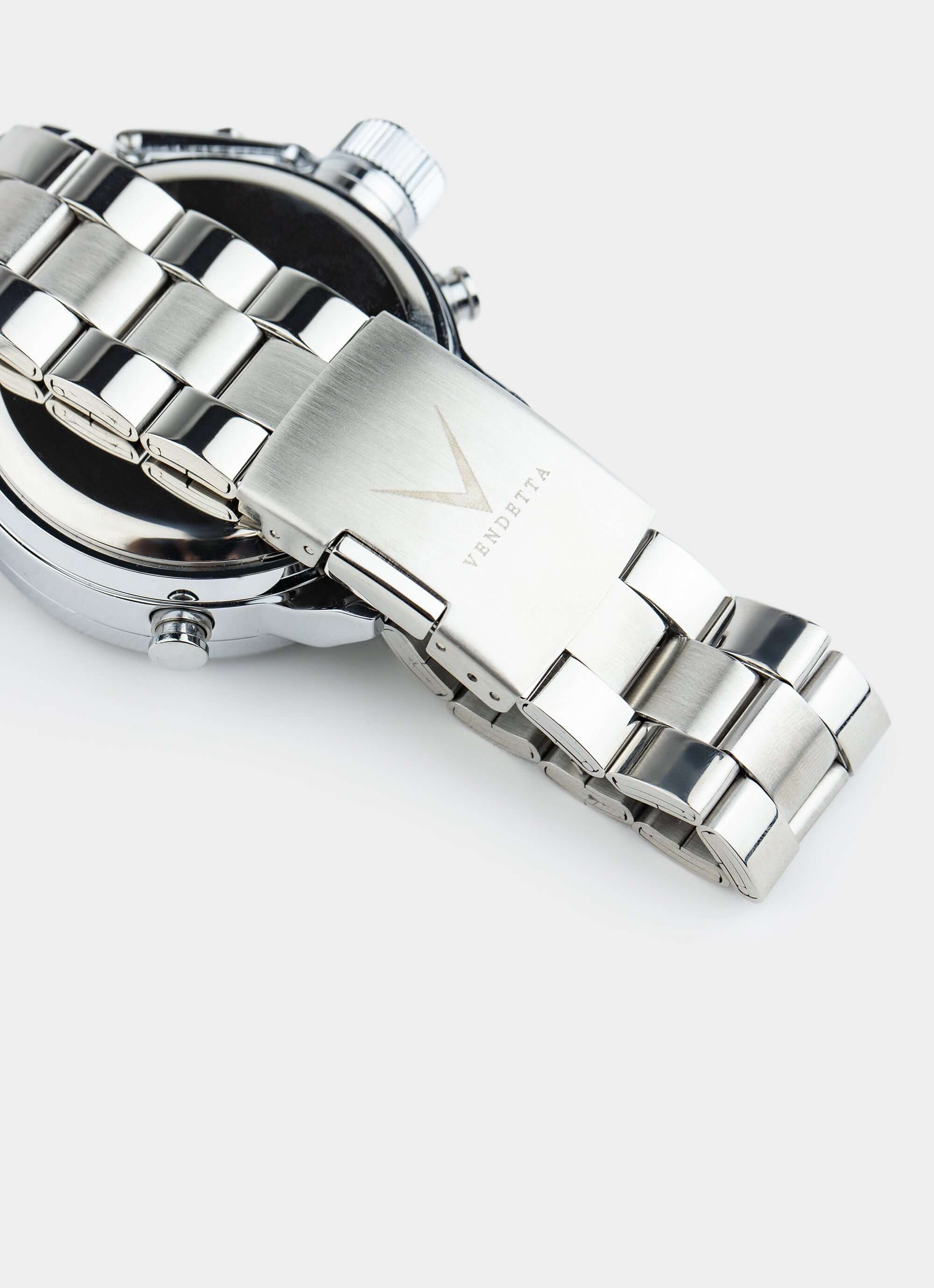 stainless steel watch band – silver/black – Vendetta Jewellery
