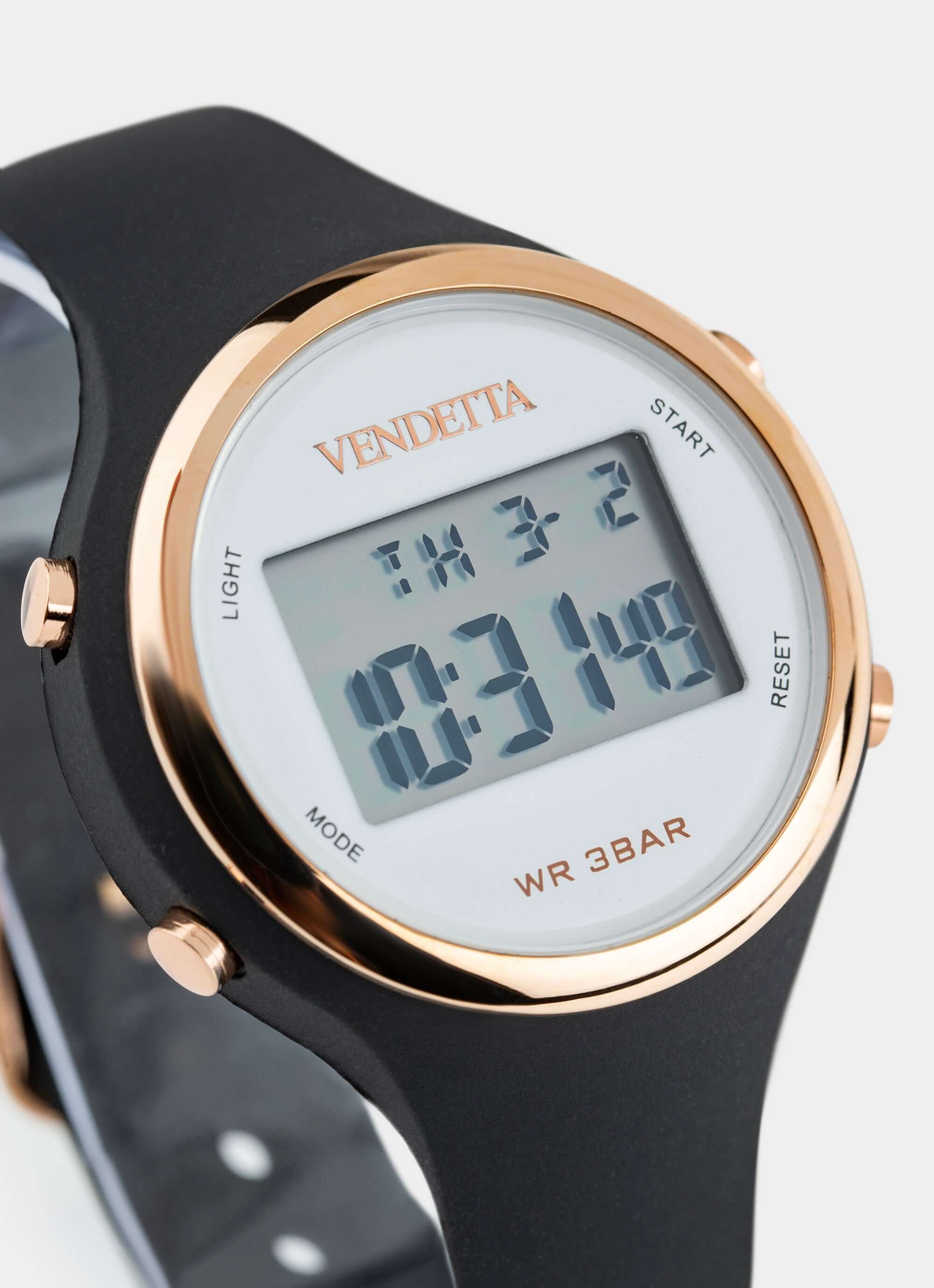Silicone digital watch – black with gold accents – Vendetta Jewellery