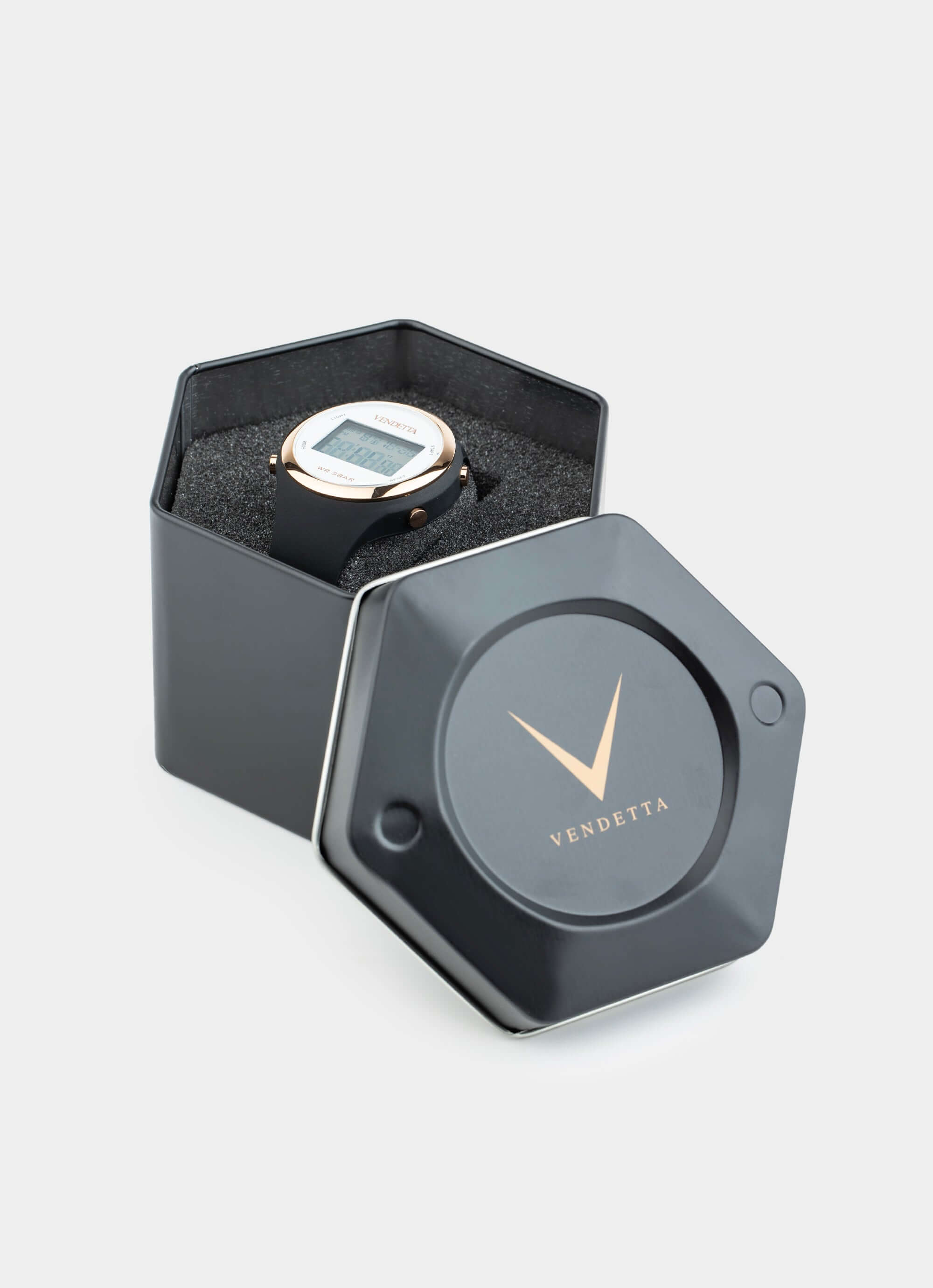 watch in hexagonal box – Dreamtime Watch - Black – Vendetta Jewellery