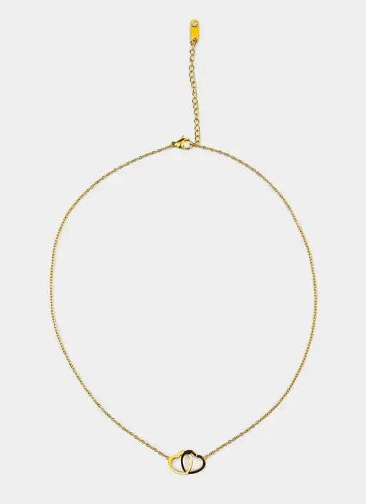 Bar and Clasp Heart Necklace - 18K Gold Plated