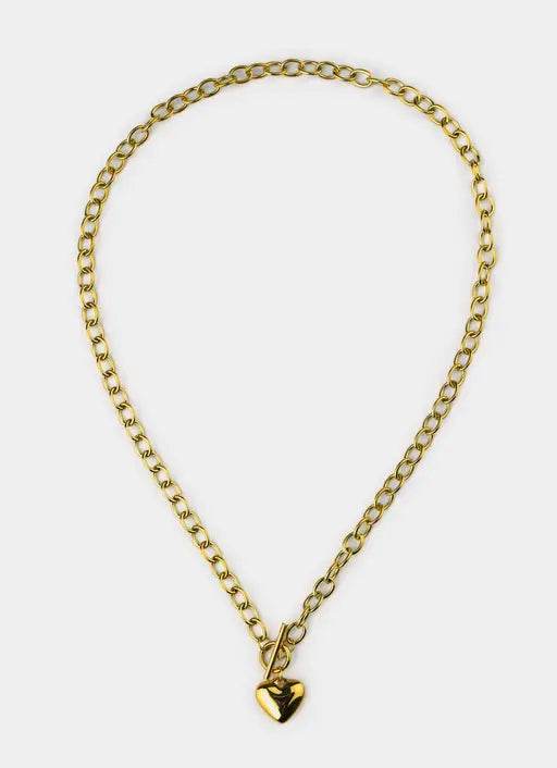 Bar and Clasp Heart Necklace- 18K Gold Plated
