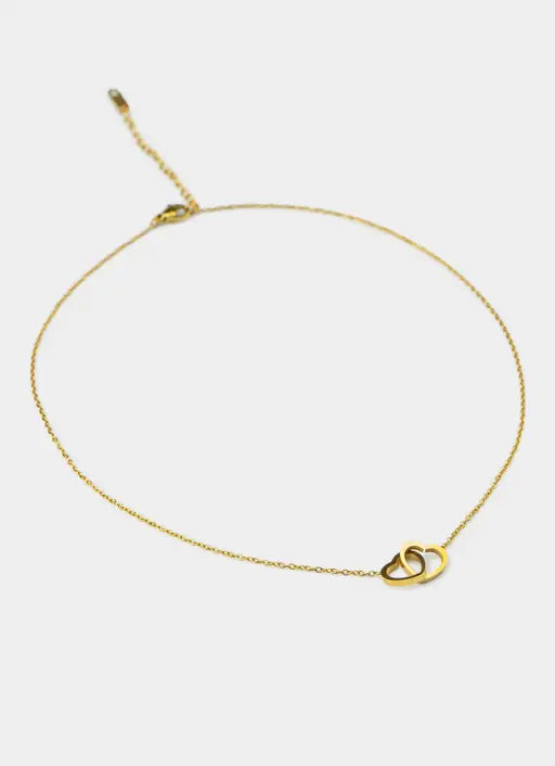 Bar and Clasp Heart Necklace - 18K Gold Plated