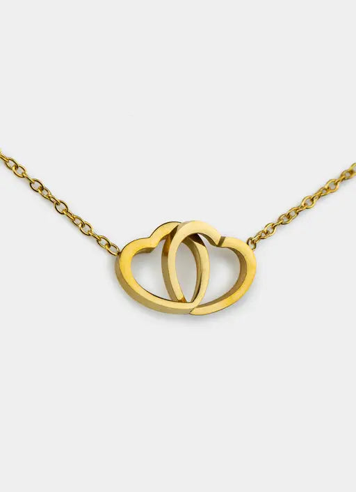 Bar and Clasp Heart Necklace - 18K Gold Plated