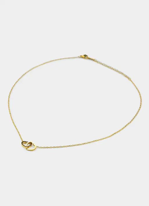 Bar and Clasp Heart Necklace - 18K Gold Plated