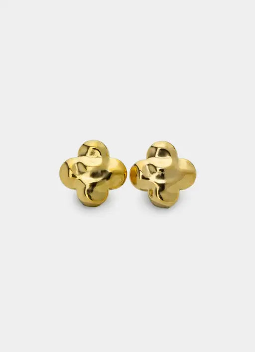Four Leaf Molten Earrings - 18K Gold Plated