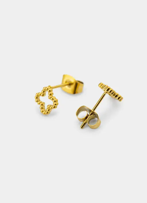 Four Leaf Outline Earrings - 18K Gold Plated