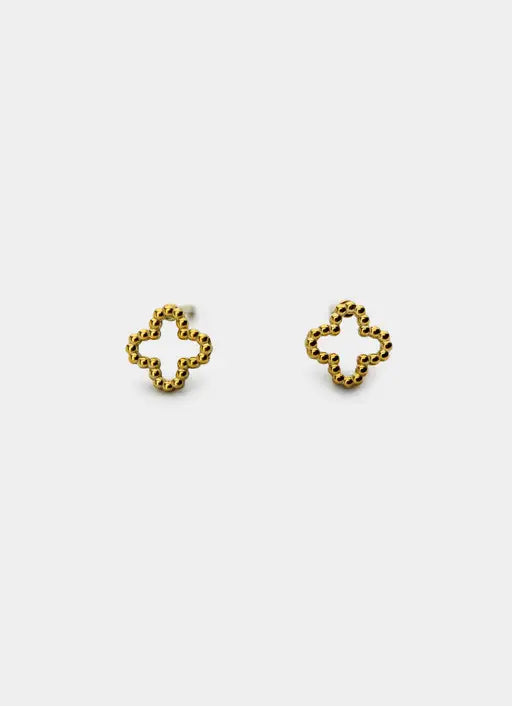 Four Leaf Outline Earrings - 18K Gold Plated