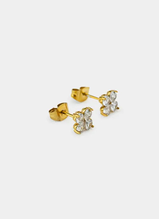 Four Leaf Stud Earrings - 18K Gold Plated